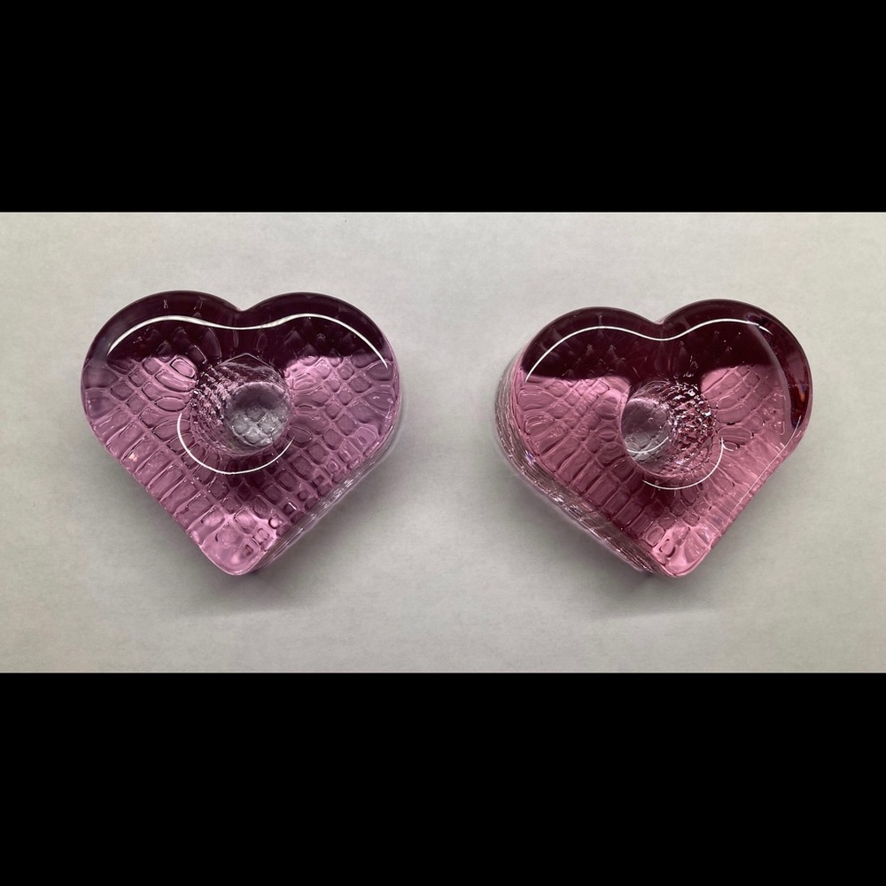 Pink glass heart shape candle holders